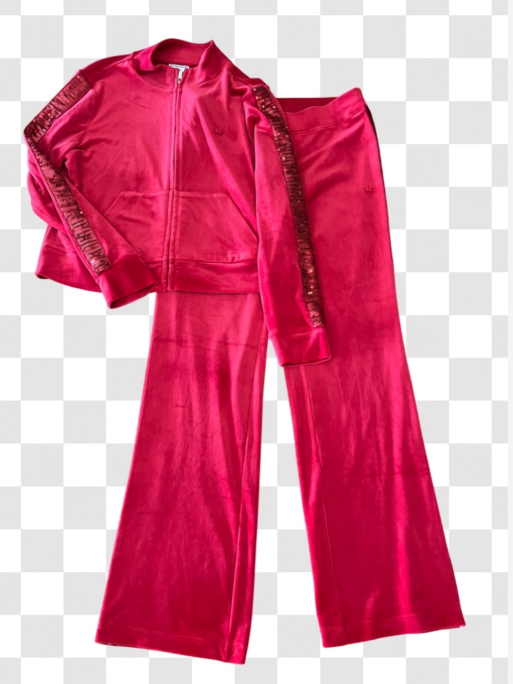 JUICY BY Juicy Couture Red sequin velour tracksuit- Jacket Large / Pants Medium